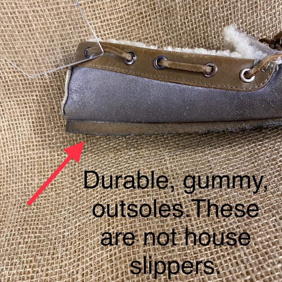 Tory Burch sandals shoes slip-on moccasins leather shearling Rare 6 M - Picture 11 of 12